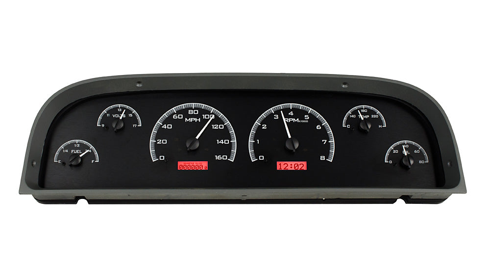 1960-1963 Chevrolet Pickup VHX System, Black Alloy Face, Red Display VHX-60C-PU-K-R
