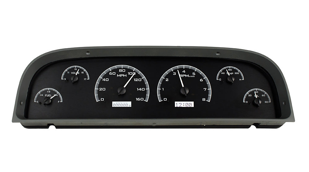 1960-1963 Chevrolet Pickup VHX System, Black Alloy Face, White Display VHX-60C-PU-K-W