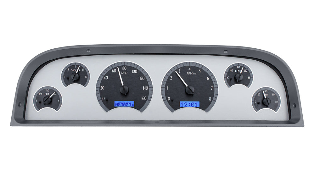 1960-1963 Chevrolet Pickup VHX System, Silver Alloy Face, Blue Display VHX-60C-PU-S-B