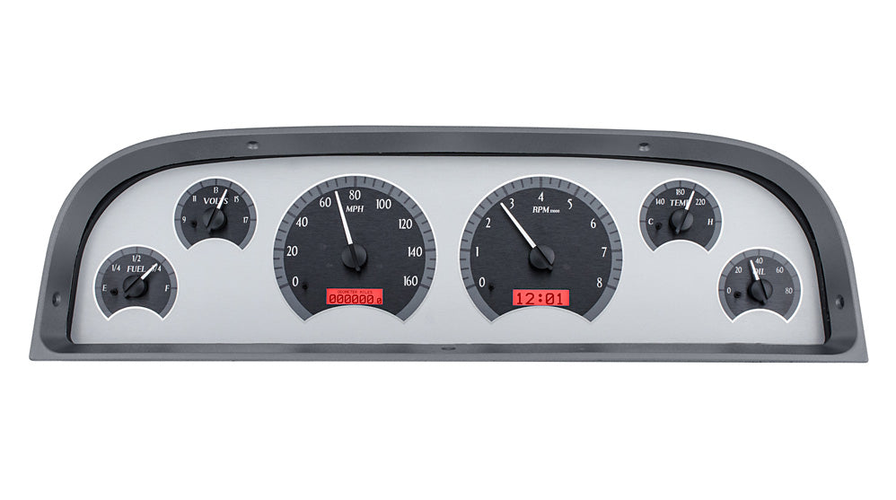 1960-1963 Chevrolet Pickup VHX System, Silver Alloy Face, Red Display VHX-60C-PU-S-R