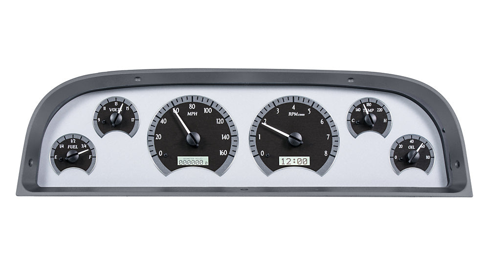 1960-1963 Chevrolet Pickup VHX System, Silver Alloy Face, White Display VHX-60C-PU-S-W