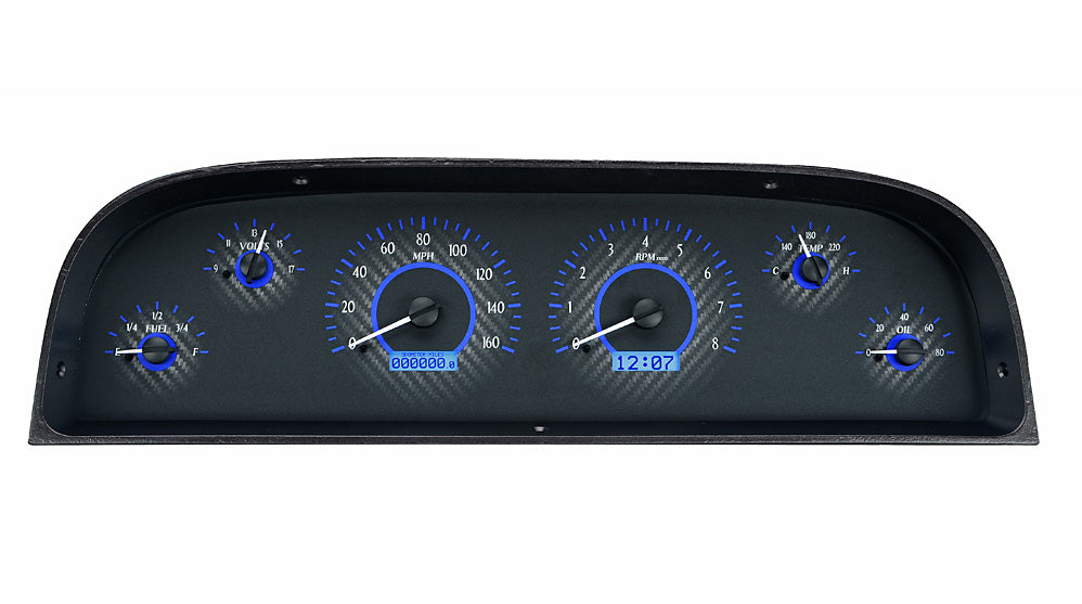 1960-1963 Chevrolet Pickup VHX System, Carbon Fiber Face, Blue Display VHX-60C-PU-C-B