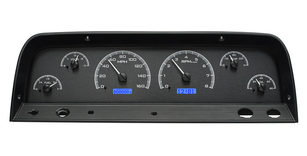 1964-1966 Chevrolet Pickup VHX System, Black Alloy Face, Blue Display VHX-64C-PU-K-B