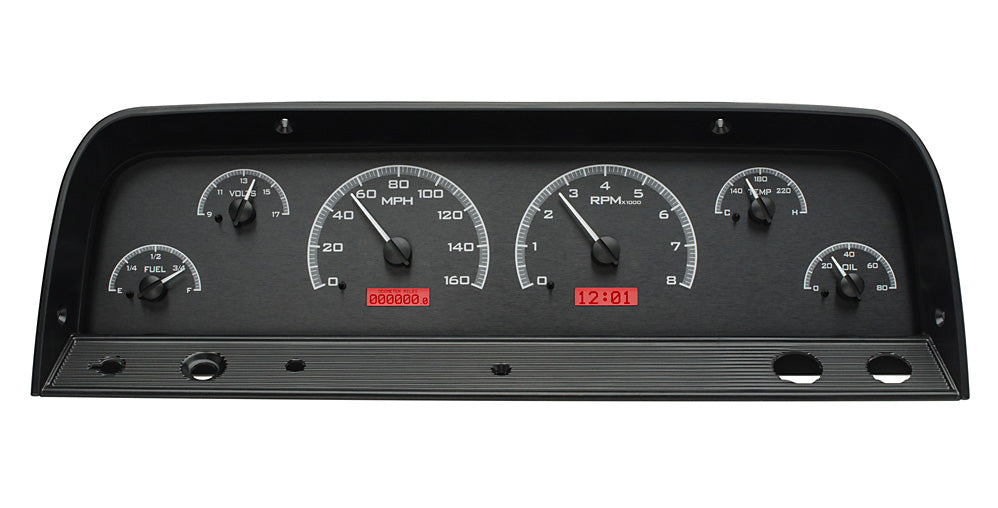 1964-1966 Chevrolet Pickup VHX System, Black Alloy Face, Red Display VHX-64C-PU-K-R