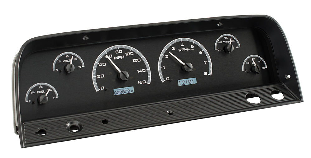1964-1966 Chevrolet Pickup VHX System, Black Alloy Face, White Display VHX-64C-PU-K-W