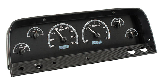 1964-1966 Chevrolet Pickup VHX System, Black Alloy Face, White Display VHX-64C-PU-K-W