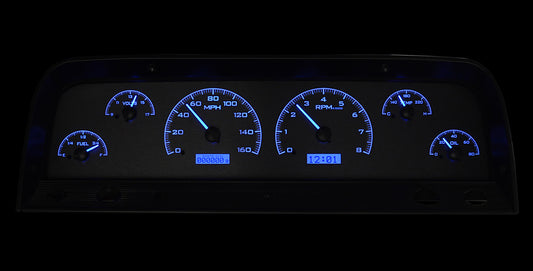 1964-1966 Chevrolet Pickup VHX System, Silver Alloy Face, Blue Display VHX-64C-PU-S-B