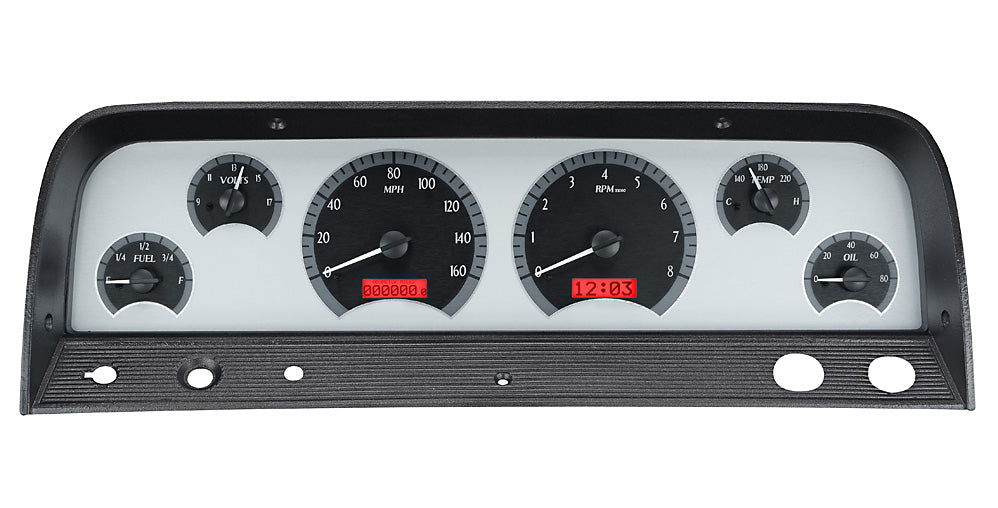 1964-1966 Chevrolet Pickup VHX System, Silver Alloy Face, Red Display VHX-64C-PU-S-R