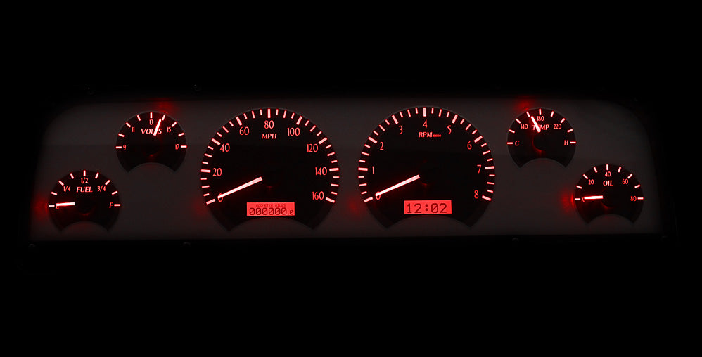 1964-1966 Chevrolet Pickup VHX System, Silver Alloy Face, Red Display VHX-64C-PU-S-R
