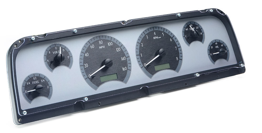 1964-1966 Chevrolet Pickup VHX System, Silver Alloy Face, White Display VHX-64C-PU-S-W