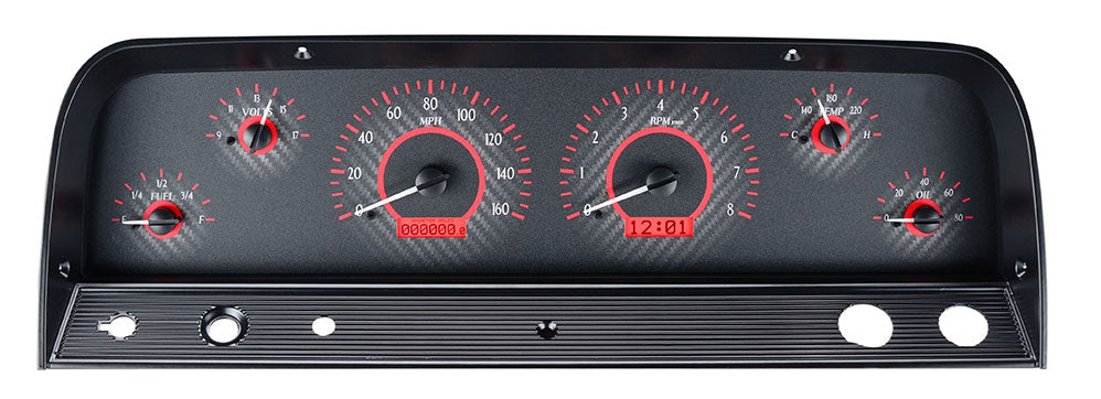 1964-1966 Chevrolet Pickup VHX System, Carbon Fiber Face, Red Display VHX-64C-PU-C-R