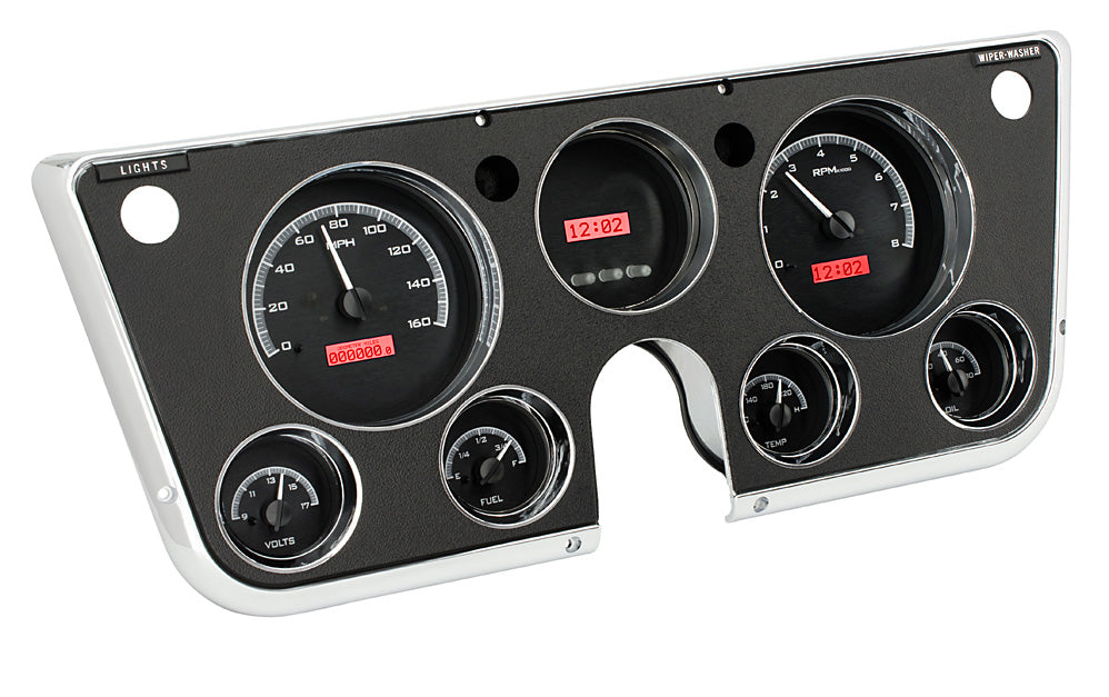 1967-1972 Chevrolet or GMC VHX System, Black Alloy Face, Red Display VHX-67C-PU-K-R