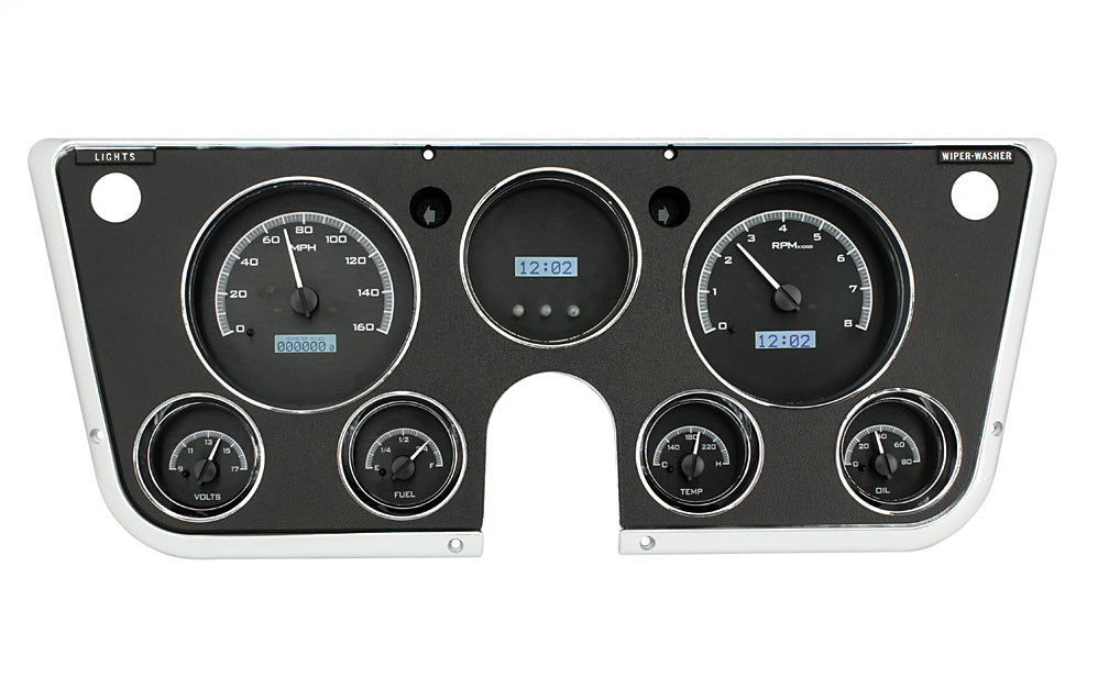 1967-1972 Chevy Truck VHX System, Black Alloy Style Face, White Display VHX-67C-PU-K-W