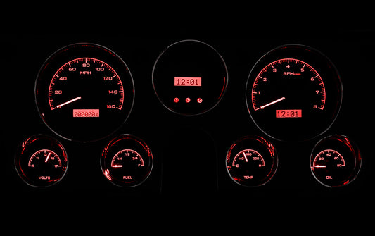 1967-1972 Chevrolet or GMC VHX System, Black Alloy Face, Red Display VHX-67C-PU-K-R