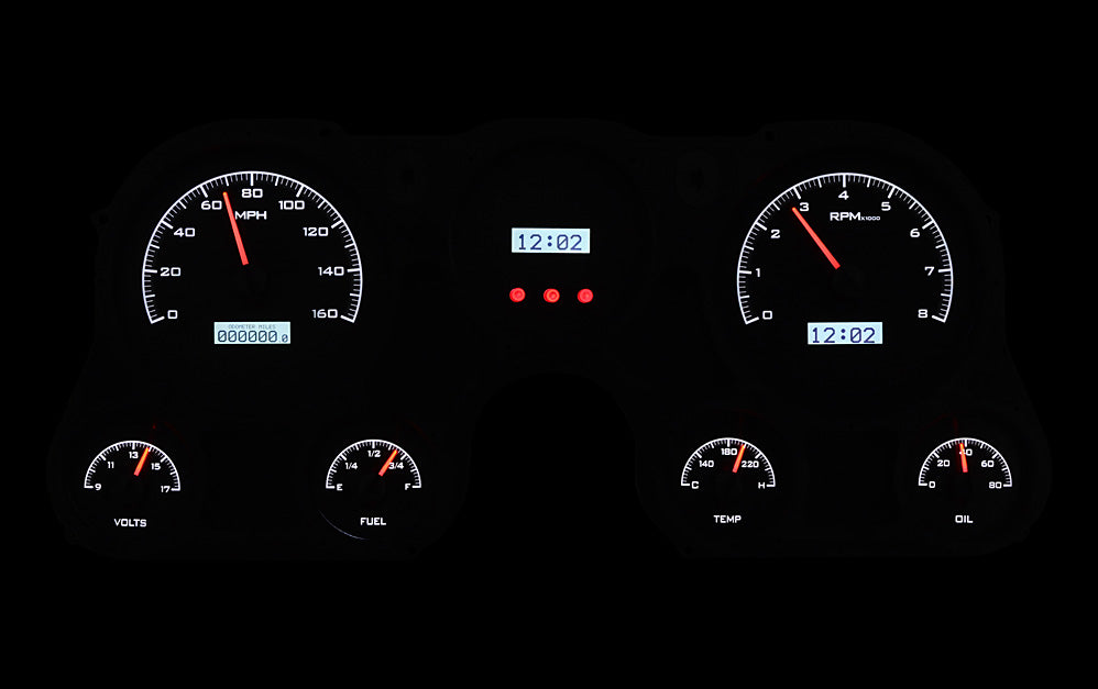 1967-1972 Chevy Truck VHX System, Black Alloy Style Face, White Display VHX-67C-PU-K-W