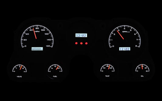 1967-1972 Chevy Truck VHX System, Black Alloy Style Face, White Display VHX-67C-PU-K-W