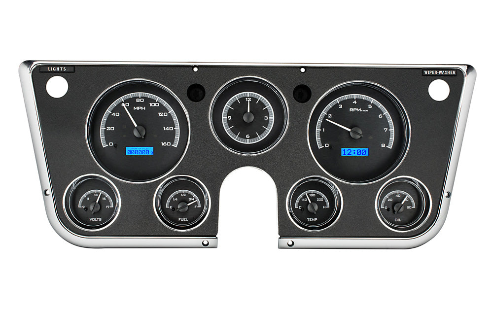 1967-1972 Chevrolet or GMC VHX Sytem w/ Analog Clock, Black Face, Blue Display VHX-67C-PA-K-B