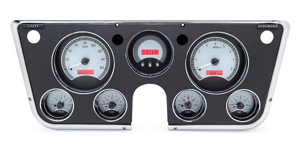 1967-1972 Chevy Truck VHX System, Silver Alloy Style Face, Red Display VHX-67C-PU-S-R