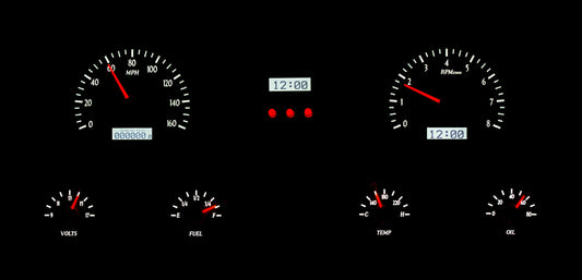 1967-1972 Chevy Truck VHX System, Silver Alloy Style Face, White Display VHX-67C-PU-S-W