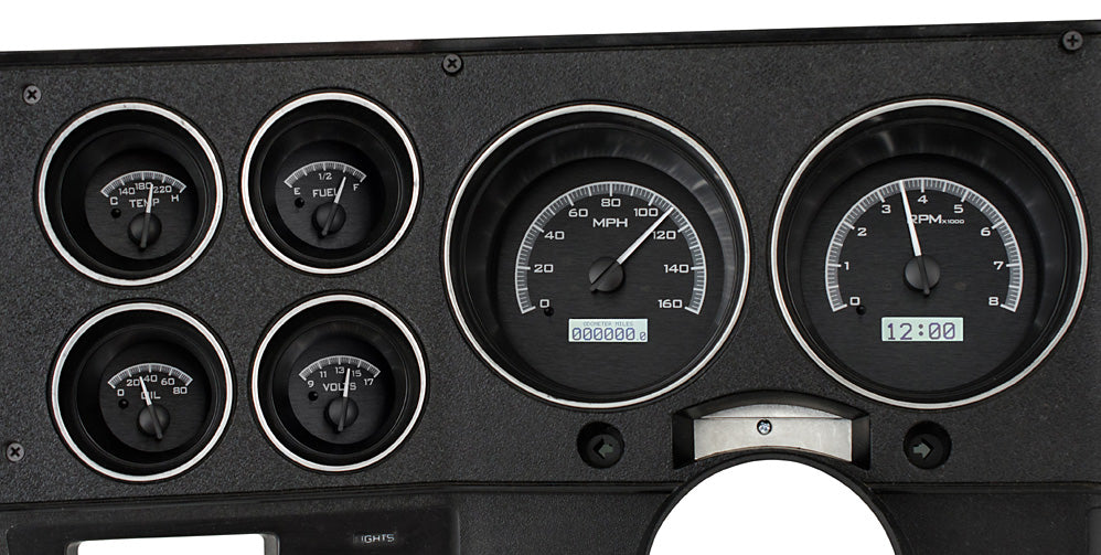 1973-1987 Chevy Pickup VHX System, Black Alloy Style Face, White Display VHX-73C-PU-K-W