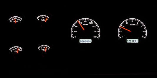 1973-1987 Chevy Pickup VHX System, Black Alloy Style Face, White Display VHX-73C-PU-K-W