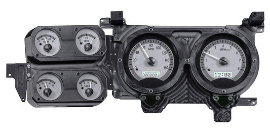 1973-1987 Chevy Pickup VHX System, Silver Alloy Style Face, White Display VHX-73C-PU-S-W