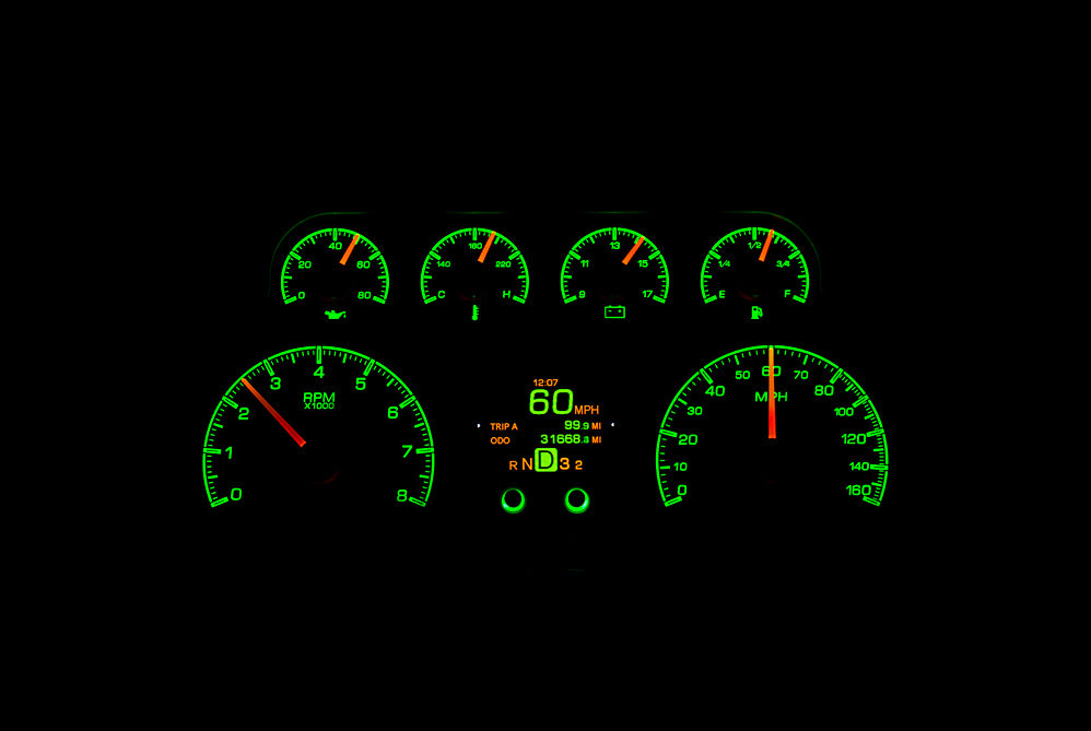 1988-1994 Chevy/GMC Pickup Dakota Digital HDX Instruments / Black Alloy Face HDX-88C-PU-K