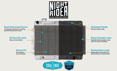 1977-1987 CHEVROLET OR GMC PICKUP TRUCK | AUTOMATIC | 21 INCH | ALUMINUM RADIATOR | BLACK NIGHT RIDER SERIES | COLD CASE RADIATORS FREE SHIPPING
