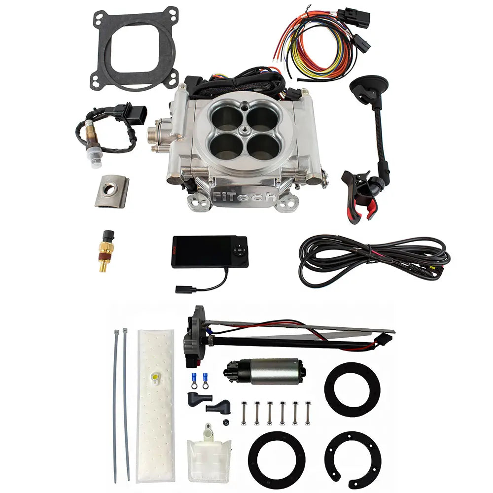 Go EFI 4 600 HP Bright Aluminum EFI System With Go Fuel 255 LPH In-Tank Master Kit