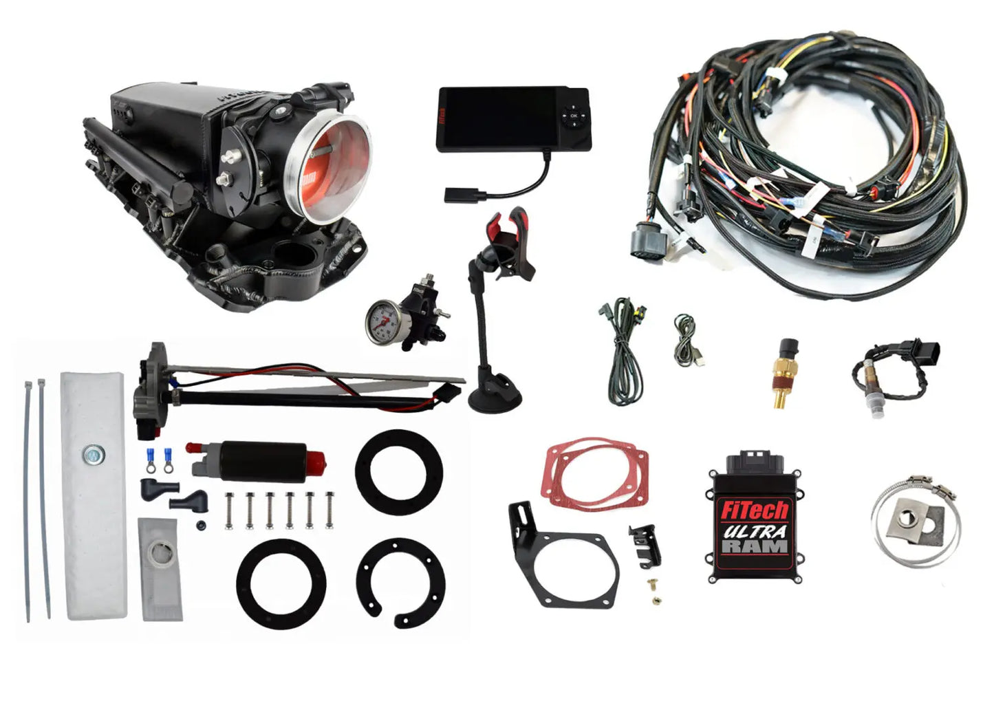 Ultra Ram 650 HP Chevy Small Block EFI System With Go Fuel 340 LPH In-Tank & Go Fuel Tight Fit Regulator Master Kit