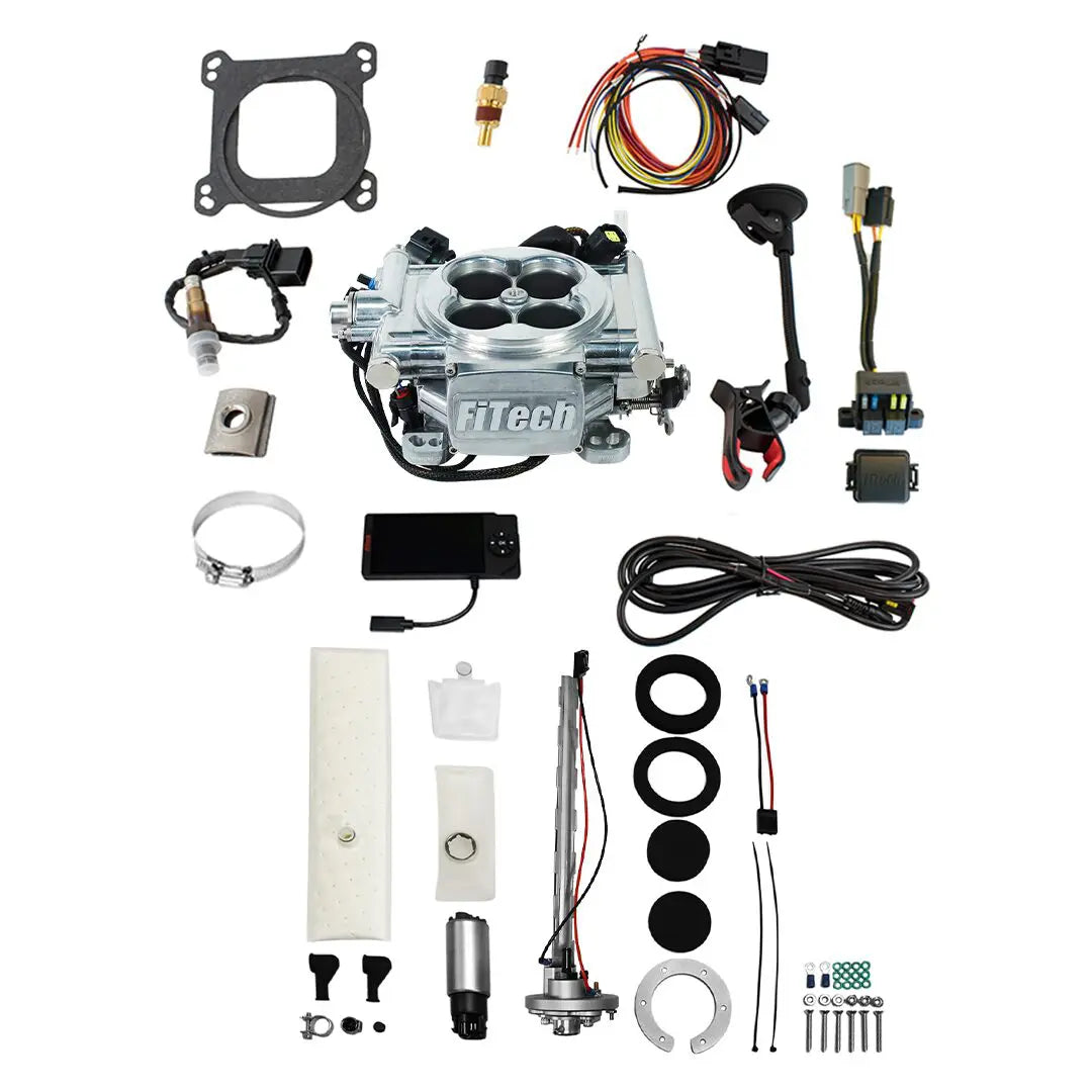 Go EFI 4 600 HP Power Adder Bright Aluminum EFI System With Go Fuel In-Tank Regulated Pump 255 LPH Master Kit