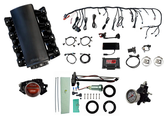 Ultimate LS 750 HP EFI System With Short Cathedral Intake In Tank 440 LPH Pump Module & Go Fuel Regulator Master Kit