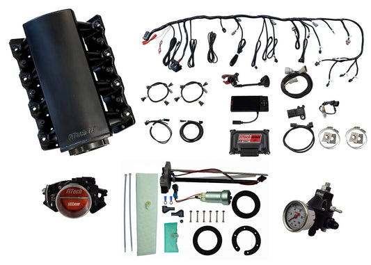 Ultimate LS 750 HP EFI System With Short Cathedral Intake, Transmission Control, In Tank 440 LPH Pump Module & Go Fuel Regulator Master Kit