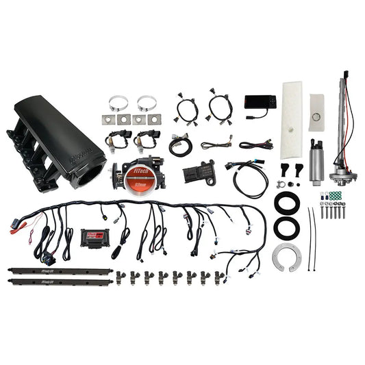 Ultimate LS 500 HP EFI System With Long Runner Cathedral Intake, Transmission Control & Go Fuel In-Tank Regulated Pump 340 LPH Master Kit