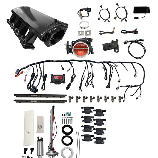 Ultimate LS 500 HP EFI System With Short LS3 Port Intake, Go Fuel In-Tank Regulated Pump 340 LPH & Go Spark LS3 Style Coil 8 Pack Master Kit