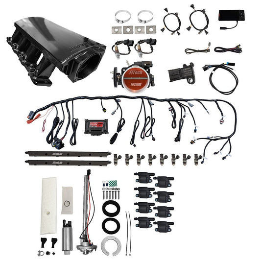 Ultimate LS 750 HP EFI System With Short LS3 Port Intake, Go Fuel In-Tank Regulated Pump 340 LPH & Go Spark LS3 Style Coil 8 Pack Master Kit