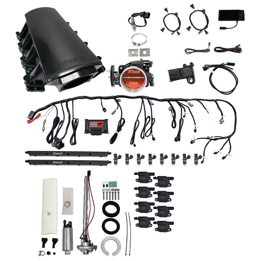 Ultimate LS 500 HP EFI System With Short LS7 Port Intake, Go Fuel In-Tank Regulated Pump 340 LPH & Go Spark LS3 Style Coil 8 Pack Master Kit