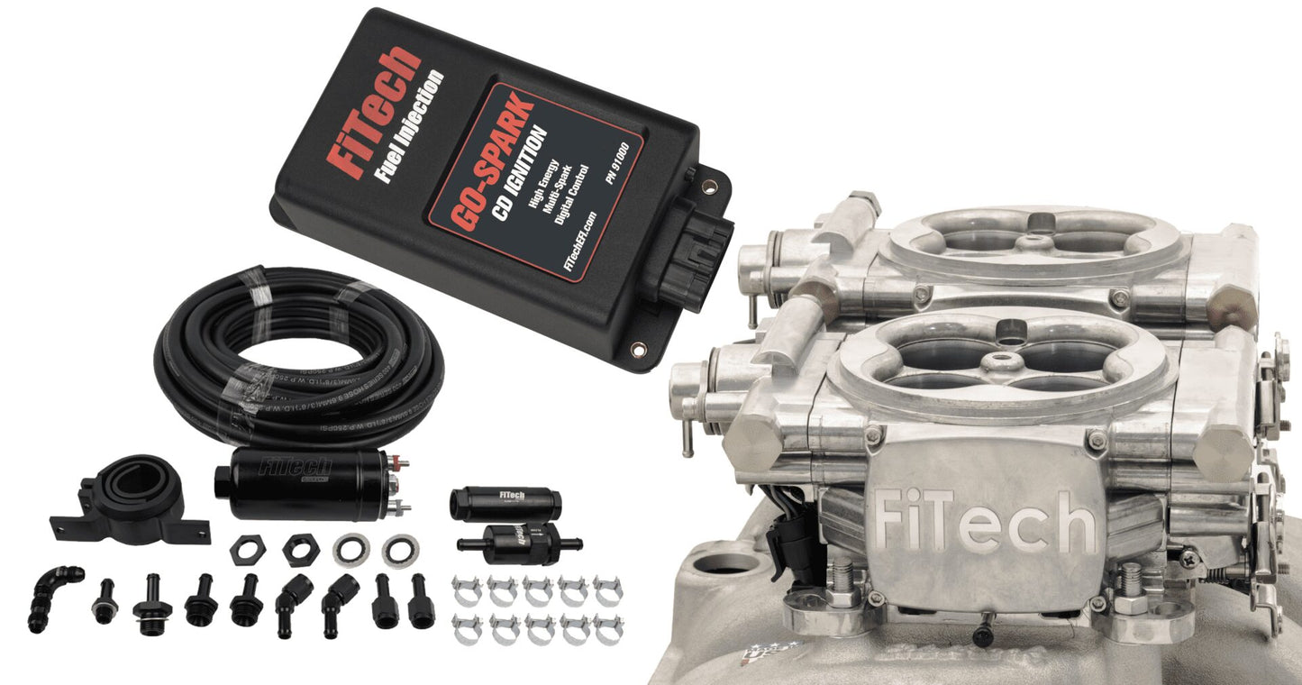 Go EFI 2×4 System (Bright Aluminum Finish) Master Kit w/ Inline Fuel Pump, w/CDI box