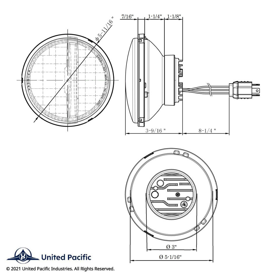 UNIVERSAL ULTRALIT - 8 High Power LED 5-3/4" Headlight - Black