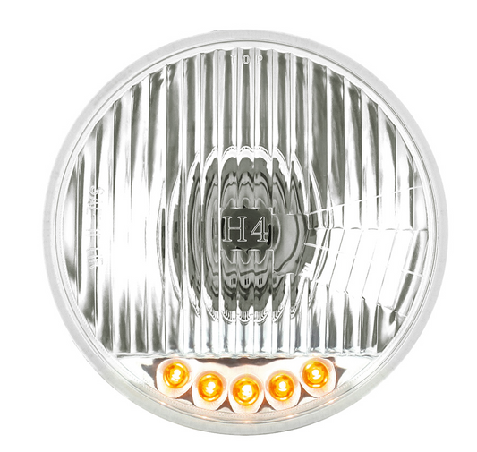ULTRALIT - 5-3/4" Crystal Halogen Headlight With 5 LED Position Lights