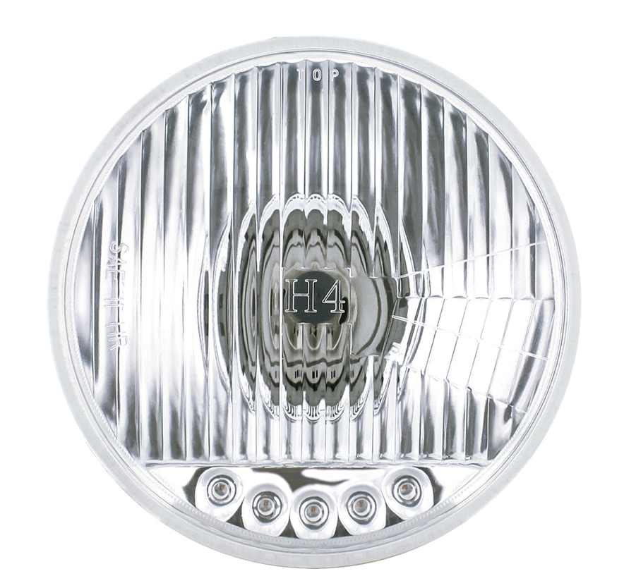 ULTRALIT - 5-3/4" Crystal Halogen Headlight With 5 LED Position Lights
