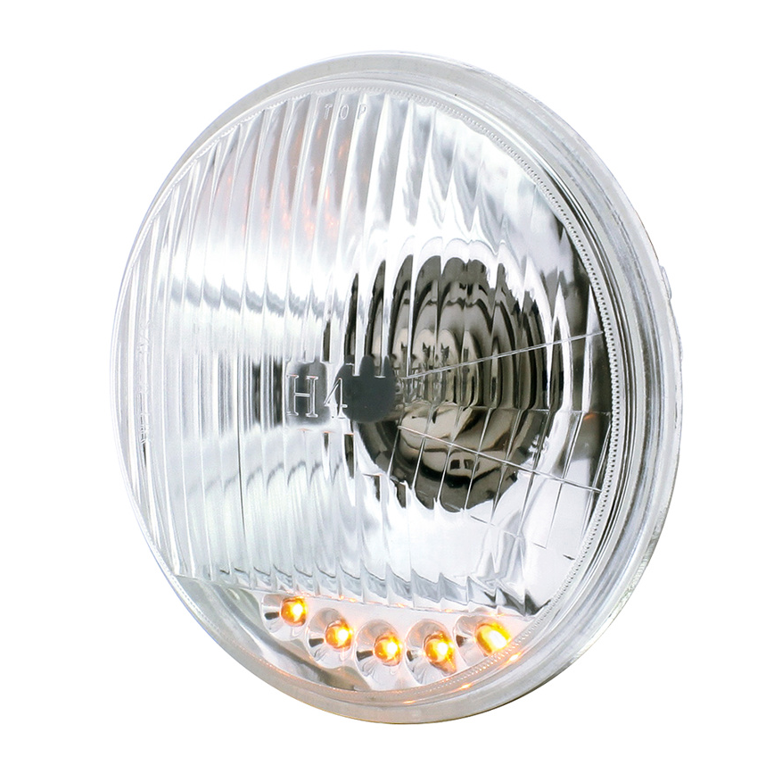 ULTRALIT - 5-3/4" Crystal Halogen Headlight With 5 LED Position Lights