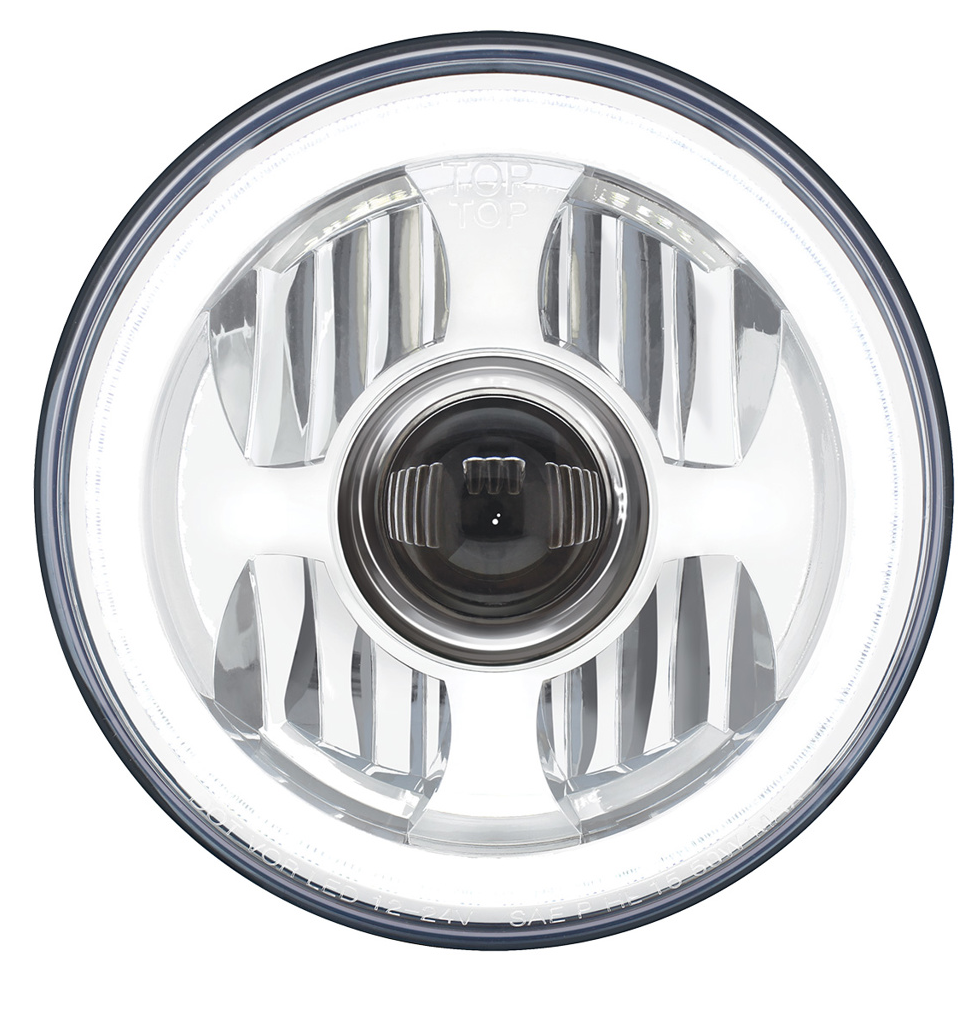 UNIVERSAL ULTRALIT - High Power LED 7" Projection Headlight With Dual Color LED Position Halo Ring