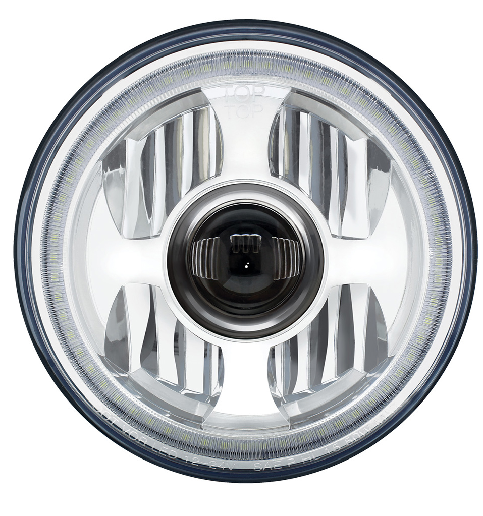 UNIVERSAL ULTRALIT - High Power LED 7" Projection Headlight With Dual Color LED Position Halo Ring