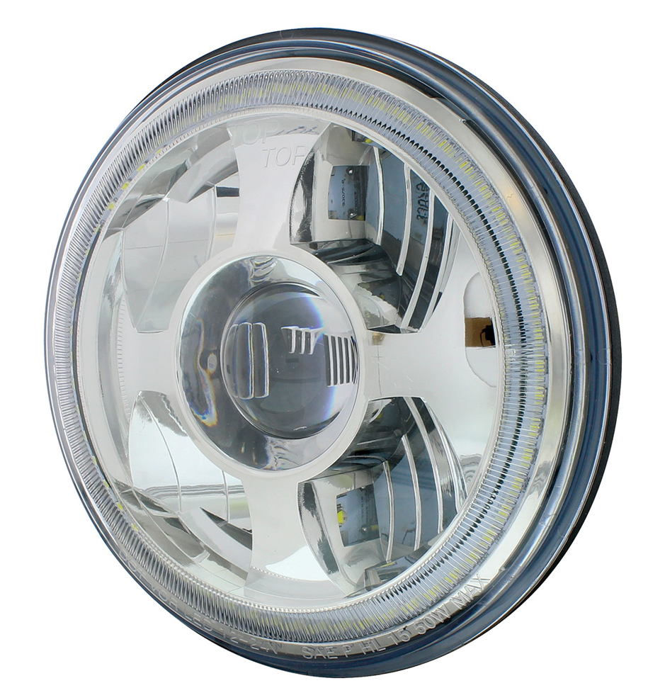 UNIVERSAL ULTRALIT - High Power LED 7" Projection Headlight With Dual Color LED Position Halo Ring