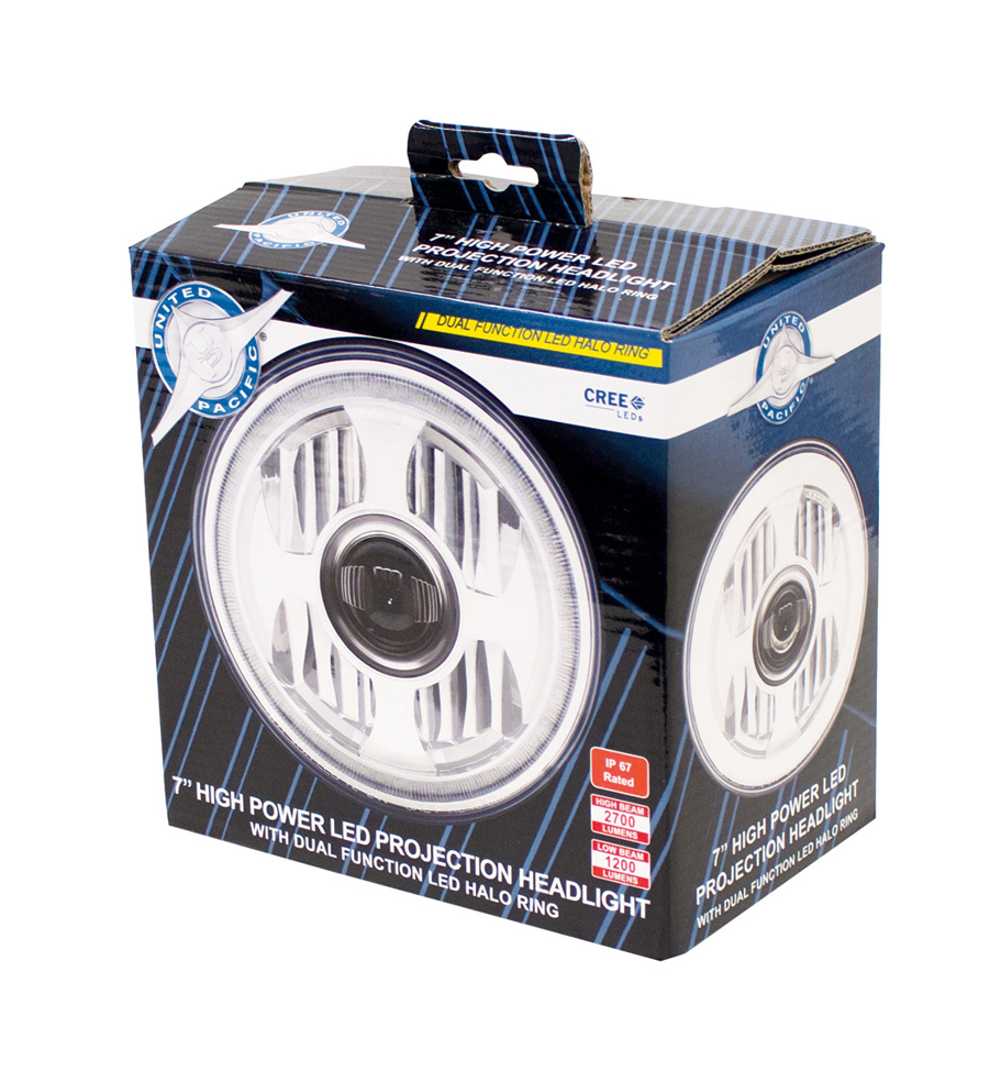 UNIVERSAL ULTRALIT - High Power LED 7" Projection Headlight With Dual Color LED Position Halo Ring