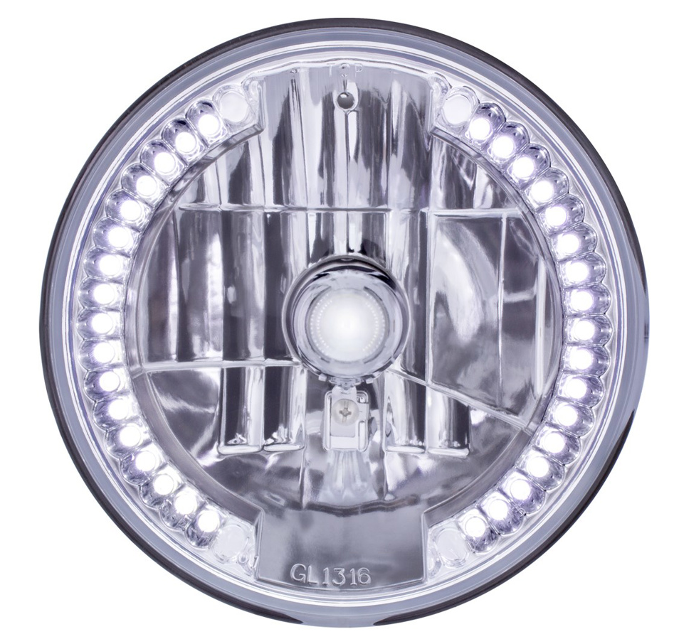 UNIVERSAL ULTRALIT - 7" Crystal Headlight With 34 White LED Position Light