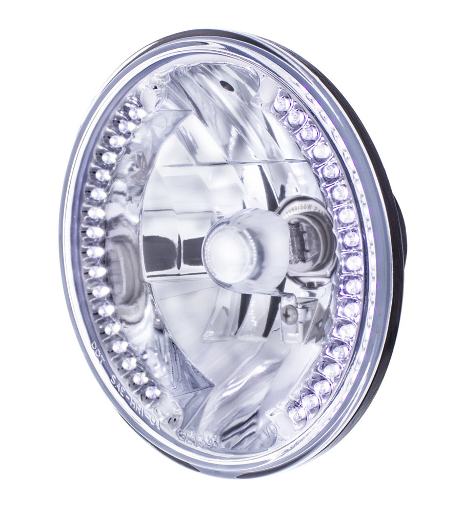 UNIVERSAL ULTRALIT - 7" Crystal Headlight With 34 White LED Position Light