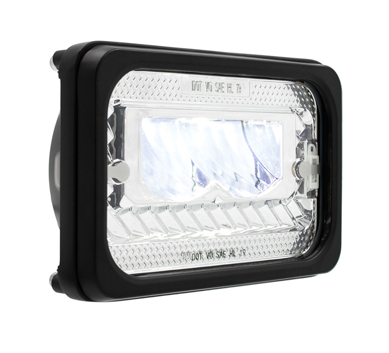 ULTRALIT - Heated 4" X 6" LED Headlight With Glass Lens & Aluminum Housing - High Beam - Chrome