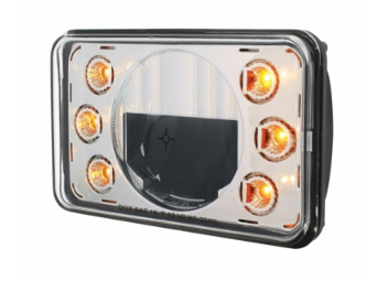 ULTRALIT - 4" X 6" LED Headlight With Dual Function 6 Amber LED Position Lights - Low Beam